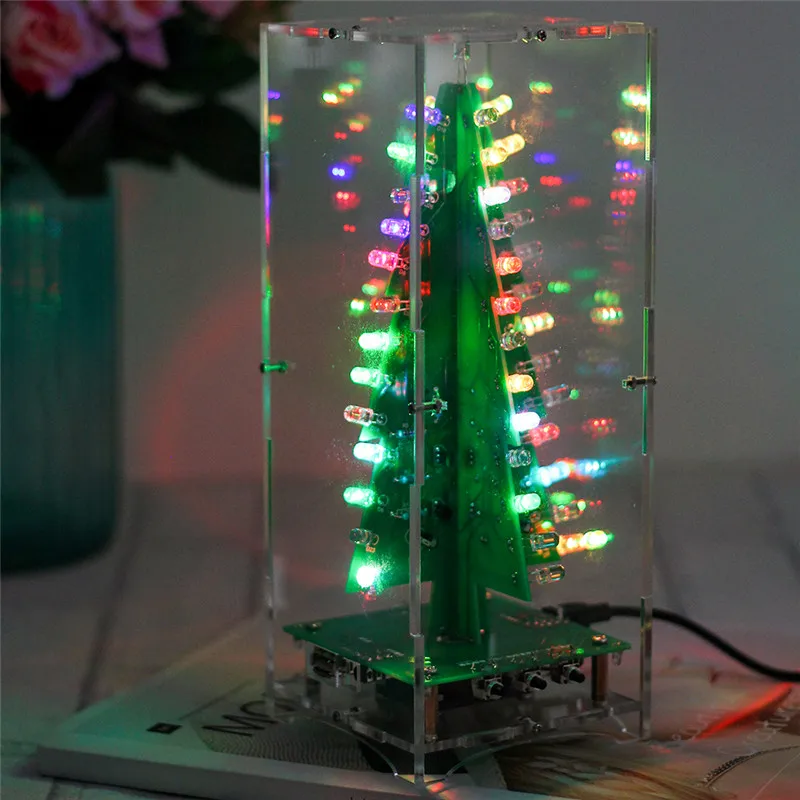 

Набор для самостоятельной сборки с RGB-вспышкой, Набор цветных 3D рождественских елок, MP3 музыкальная шкатулка с корпусом, рождественский пода...