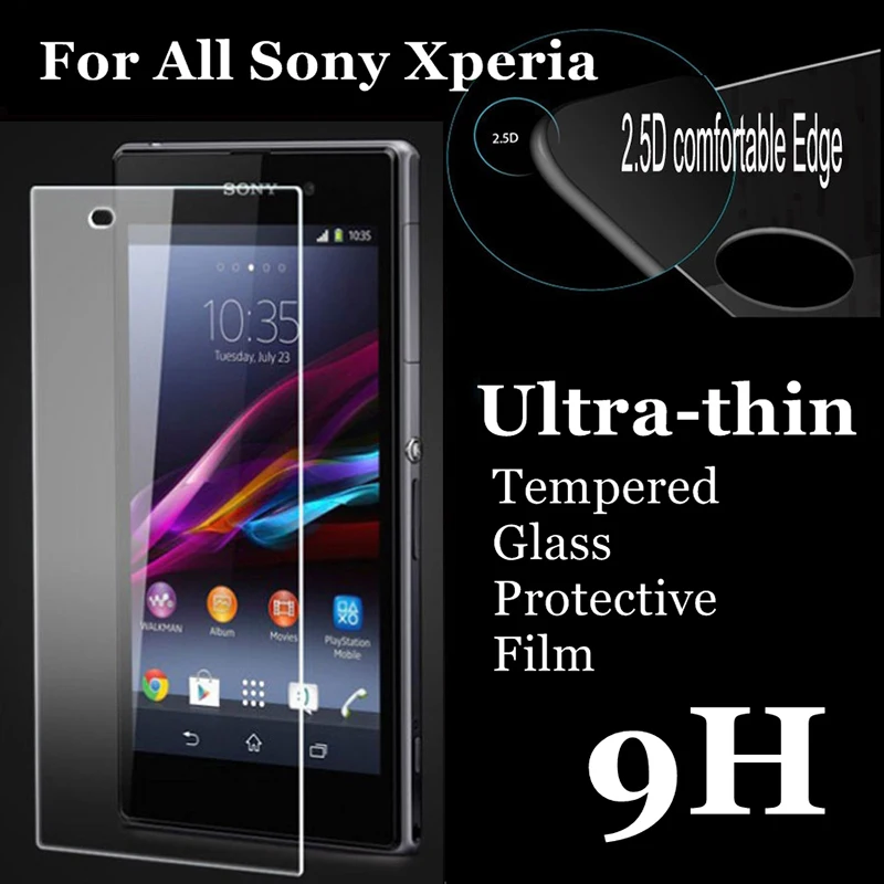 2.5D Закаленное стекло для Sony Xperia Z1 Z2 Z3 Z5 Compact защитная пленка экрана M2 M4 M5 C3 C4 |