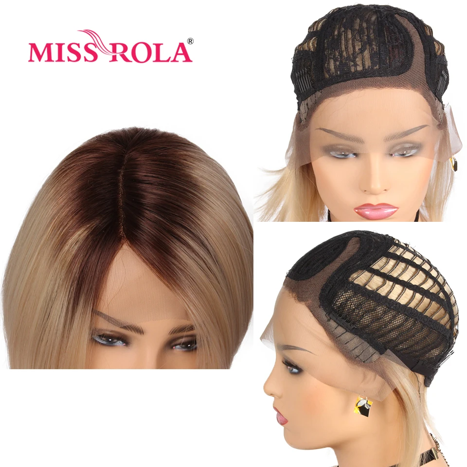 Синтетический парик Miss Rola короткий прямой с Т образным вырезом светлый цвет 150%
