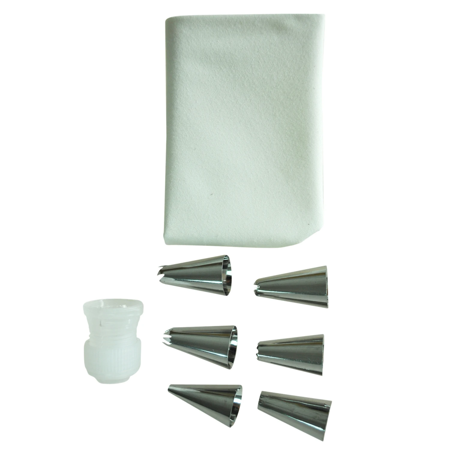 

SOSW-Cake Decoration Cream Piping Bag Set 6 Steel Nozzles Kitchen Tool