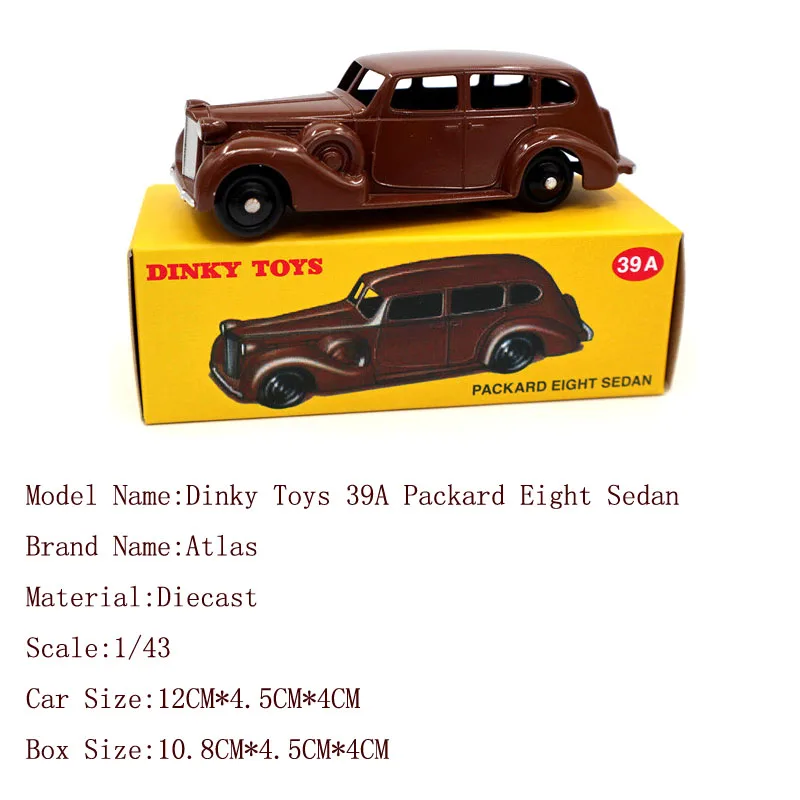 Atlas 1:43 Dinky Toys 811 Caravane/39A Packard/24O Studebaker Coupe/564 563 Miroitier Estafette Renault модели литья под давлением игрушки автомобиль - Цвет: Dinky Toys 39A
