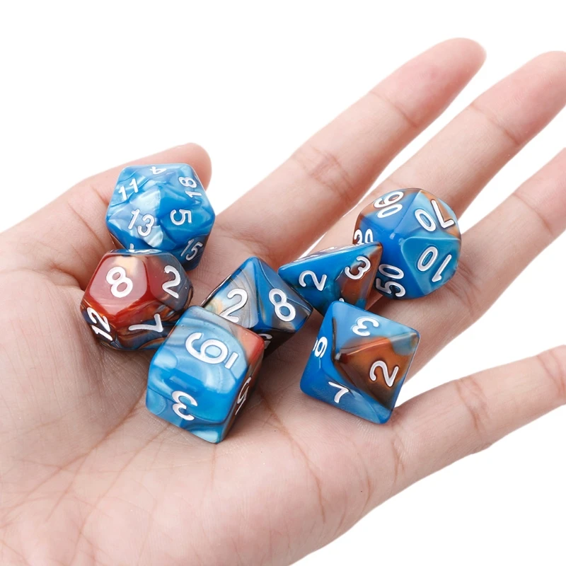 7 шт./компл. акриловые многогранные кости для TRPG настольные игры Подземелья и