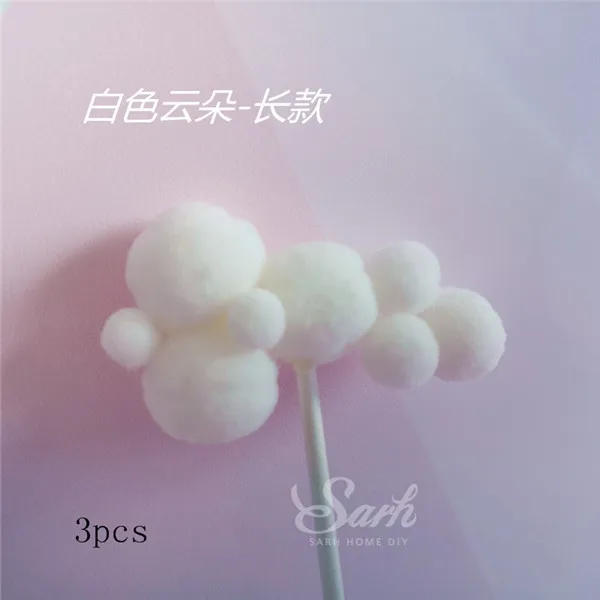 Белый Lovely Blue Pink White Hairball Cloud Gradient Unicorn Cake Decorations Birthday Party Decorations for Baking Cute Gifts - Цвет: Белый