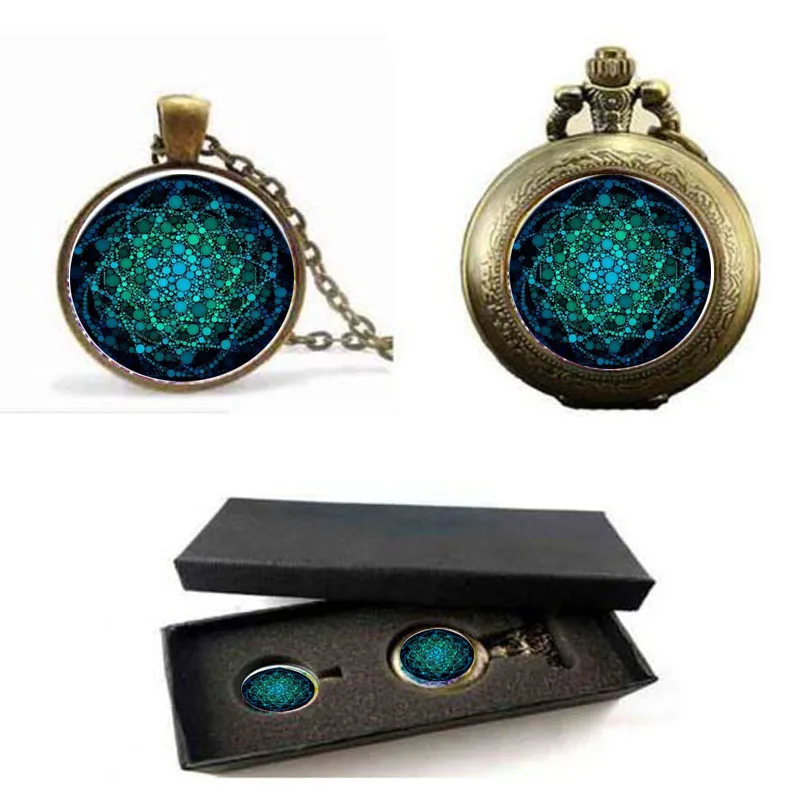 

Flower of Life Om Yoga Chakra Pendant Mandala Necklace Glass Dome Sacred Geometry Women Jewelry pocket watch with free box