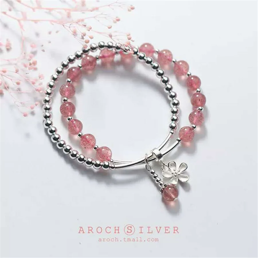 Женские Прозрачные Круглые Бусины Из Натурального кварца с клубникой модный