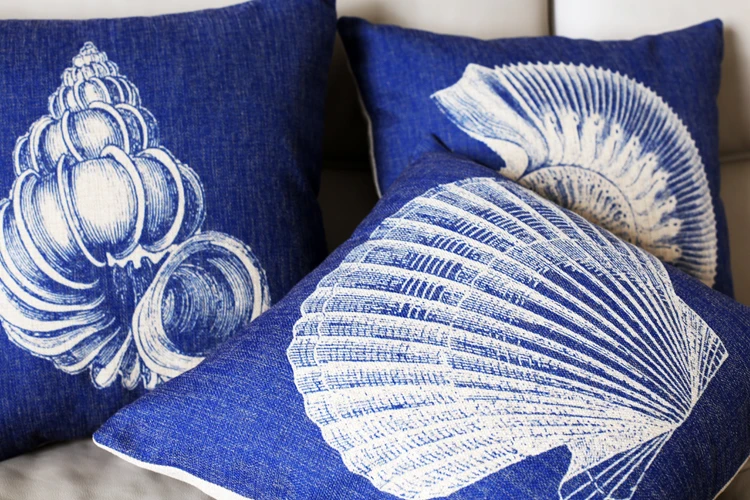 Подушка в морском стиле чехол s Синий прибрежное пляжное шикарное постельное