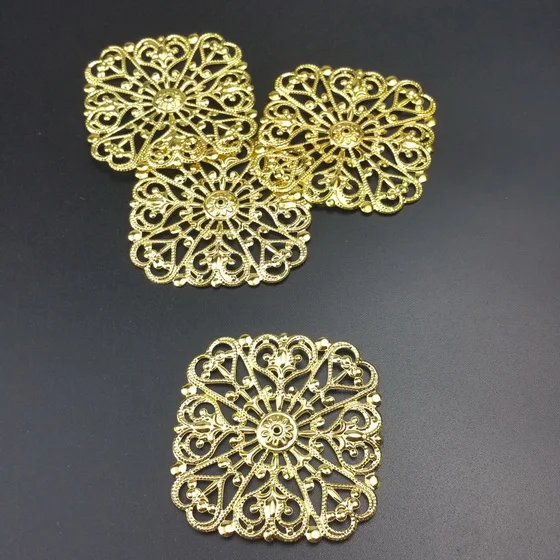 gold 50mm 20pcs 2.69 Филигранные квадратные обертки Разъемы Фурнитура для украшений Обертывания Разъемы для изготовления ювелирных изделий DIY - Цвет: gold 50mm 20pcs 2.69