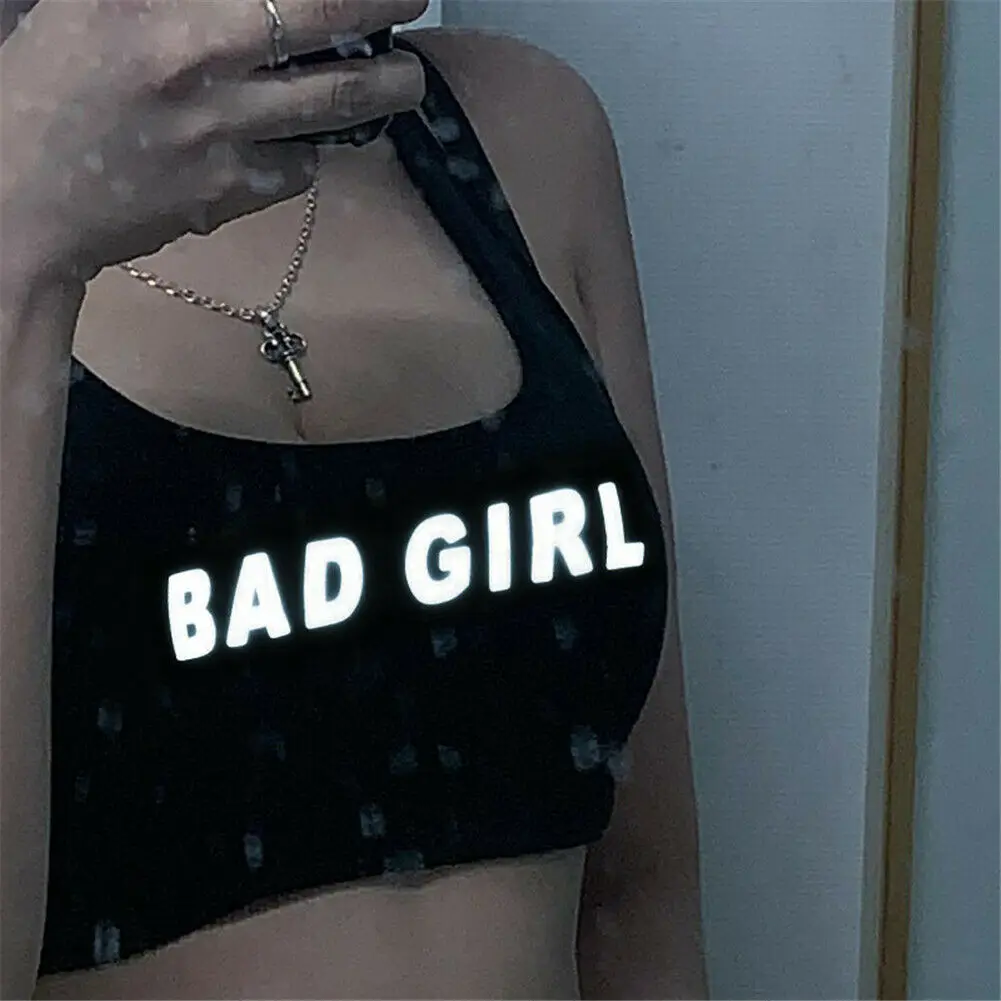 Женский светоотражающий Топ без рукавов модный серый укороченный бретелек с