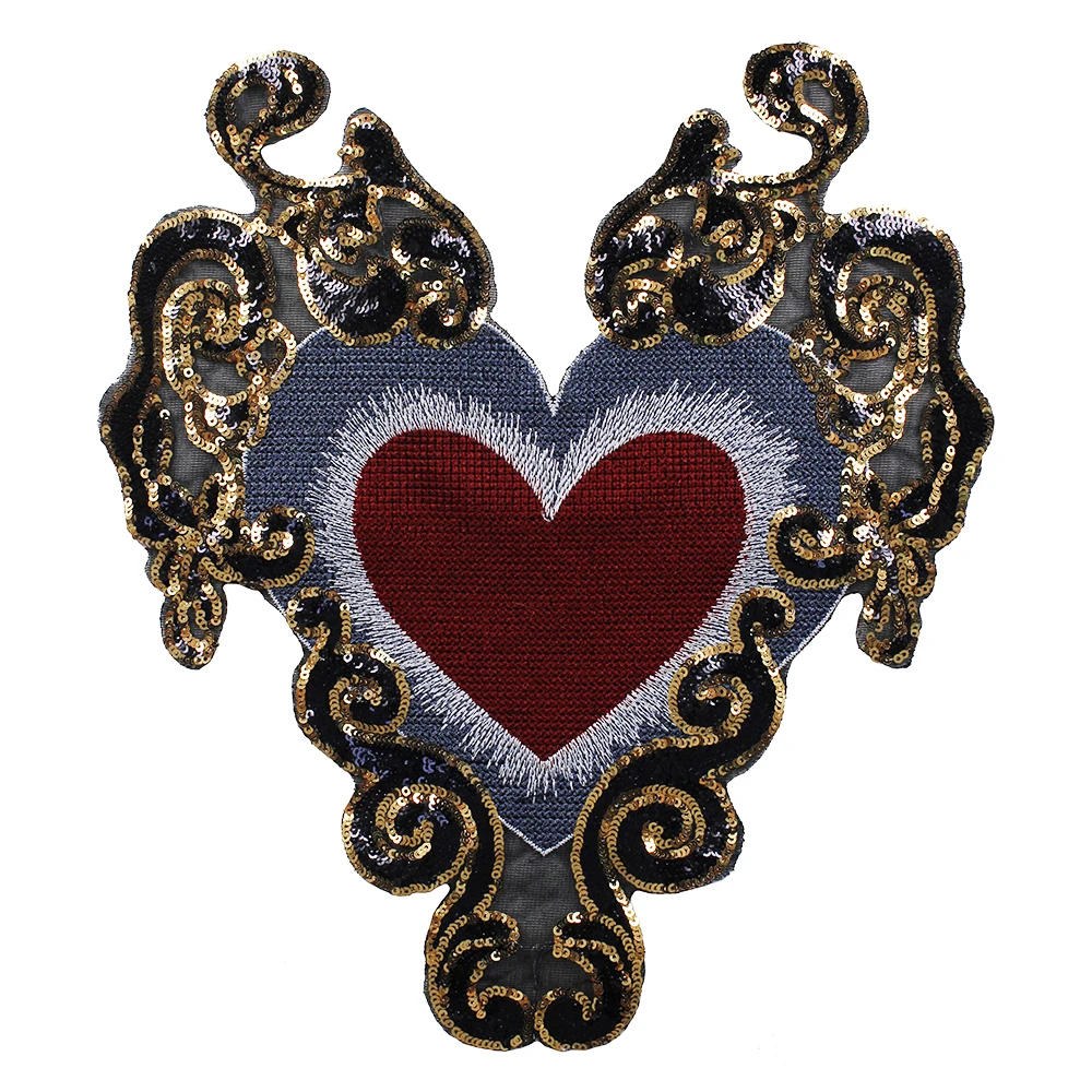 10 шт. золотые блестки с вышивкой в виде сердца|applique badge|embroidery appliquebadge clothes |
