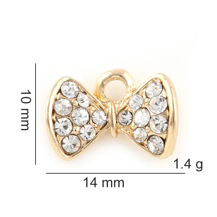 

20PCS Rhinestone Bracelet Handmade Accessories Alloy Metal Bowknot Charms Pendant 10*14mm