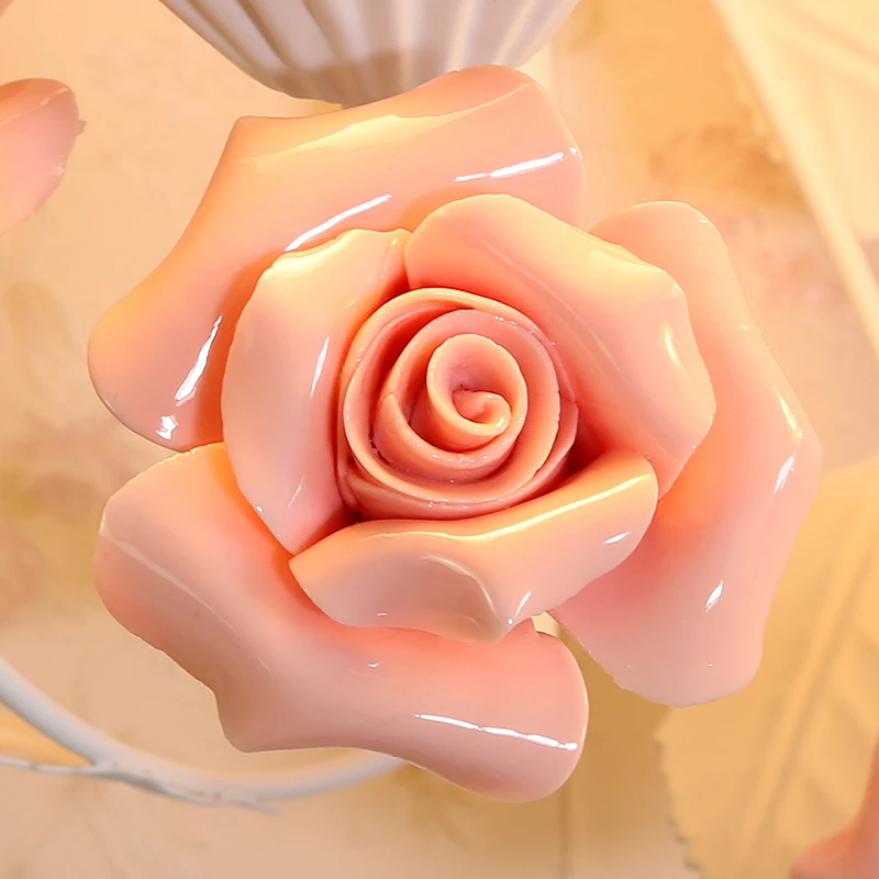 Европейский Свадебный розовый настенный светильник светодиодные Цветочные