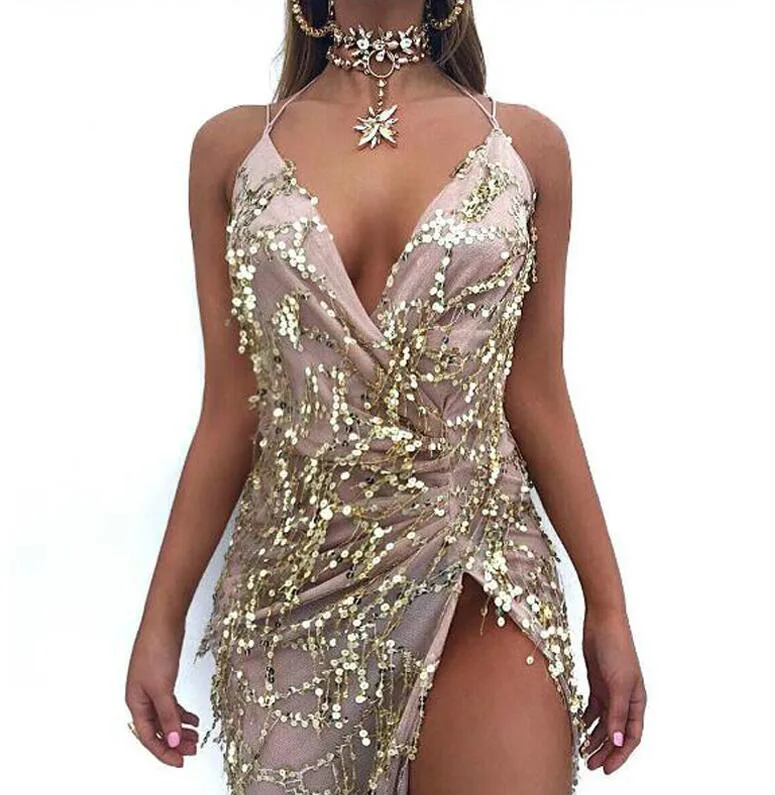 Ночной клуб элегантный 2019 vestidos de festa женское сексуальное платья золотого цвета