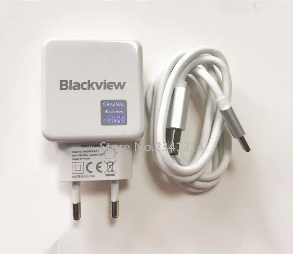 Adapter and cable Новинка, адаптер питания USB Blackview P10000 Pro, 5 В/5 А, быстрое зарядное устройство, штепсельная вилка европейского стандарта, импульсный источник питания для путешествий+ usb-кабель, линия передачи данных - Тип штекера: Adapter and cable