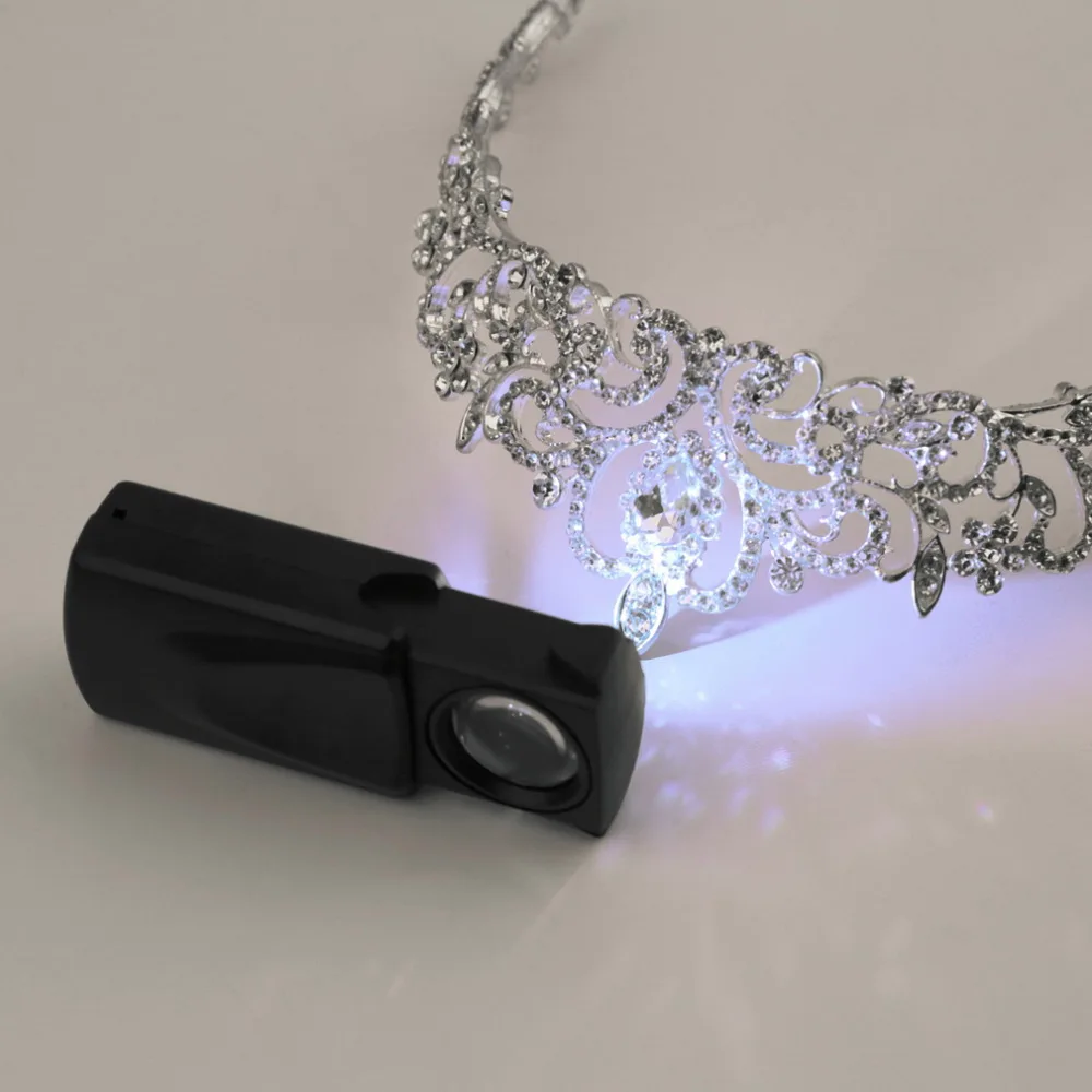 35x22 мм 10X Мини карманный черный микроскоп LED fold eye Jewelry Лупа Потяните Тип ювелирных