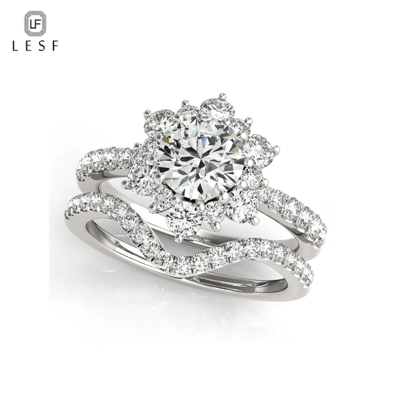 

LESF 925 Sterling Silver Inlaid Zircon Fashion New Wedding Ring Engagement Ring Wedding Anniversary Gift Exquisite Ring Sets