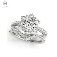 lesf 925 sterling silver 1 carat d color moissanite diamond wedding ring engagement anniversary gift ring sets