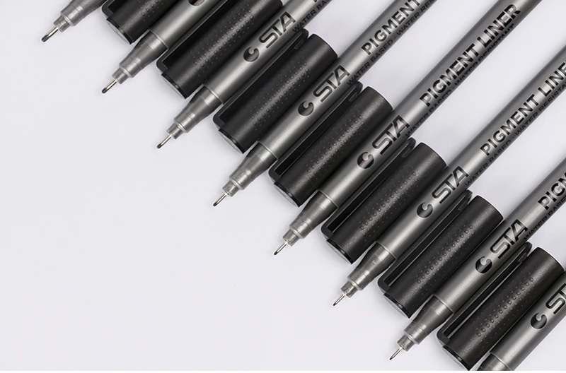 Цельнокроеное платье пигмент лайнер Pigma Micron чернил производитель ручки 0,05 0,1 0,2 0,3 0,4 0,5 0,6 0,8 различных наконечников черный тонколинейная ручка для эскизов
