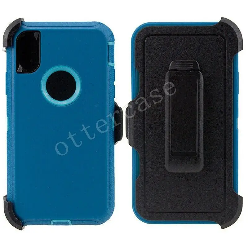 Teal Light Blue Для iPhone X XS Max XR 6 6S 7 8 Plus бронированный чехол+ Зажим для ремня для общежития Defendr сверхпрочная защита 360 градусов чехол для телефона s - Цвет: Teal Light Blue