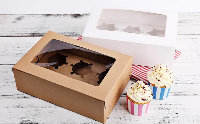 

24*16*7.5cm White kraft paper 6 cupcake boxes DIY party gift box cookies snack candy box Baking packing boxes 100pcs/lot