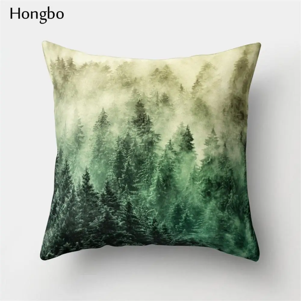 4 Чехол для подушки Hongbo, 1 шт., разноцветный, масляной, Лесной рисунок, горная волна, полиэстер, наволочка, чехол для дивана - Цвет: 4