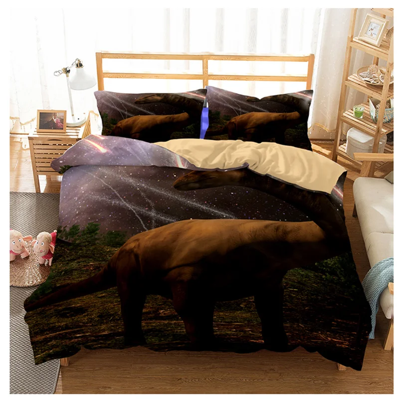 Детский комплект постельного белья с 3D принтом динозавра двойной полноразмерный