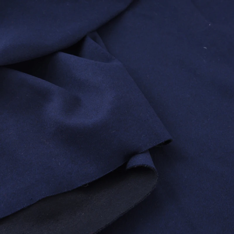 

140CM Wide Stretch Knitted Blue Wool Fabric for Autumn and Winter Overcoat Jacket H237