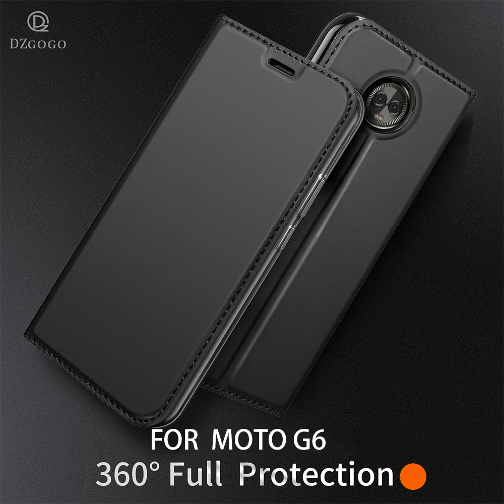 Чехол DZGOGO для Motorola G6 кожаный адсорбционный чехол с полной защитной подставкой