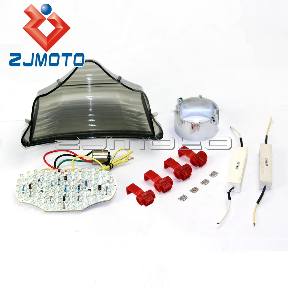 ZJMOTO дым мотоцикл светодиодный задний фонарь интегрированные поворотные сигналы