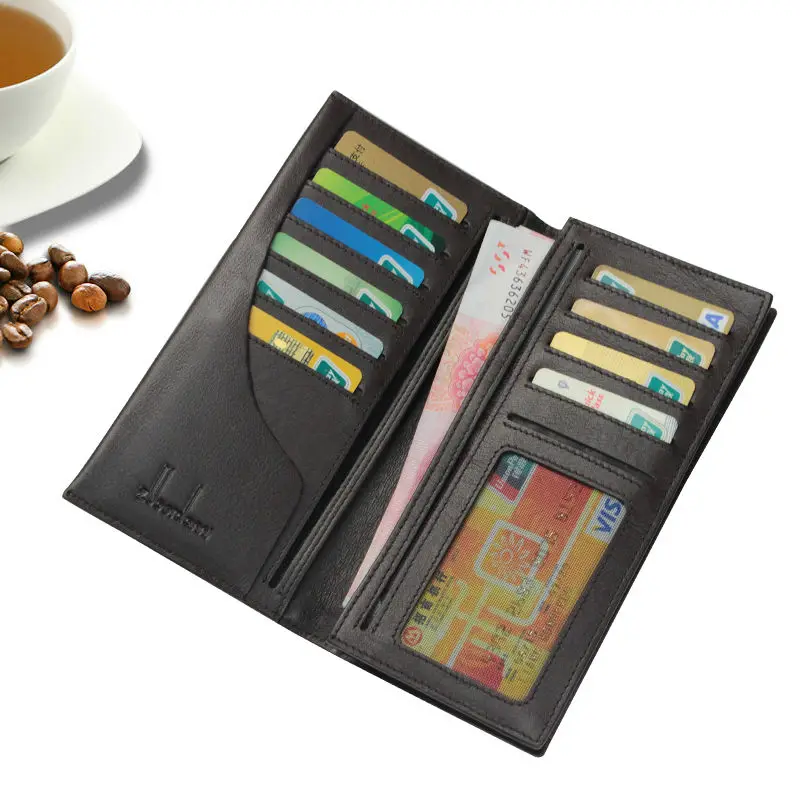 Длинный кошелек A208A для мужчин мягкий бумажник на молнии большой купюр визитница