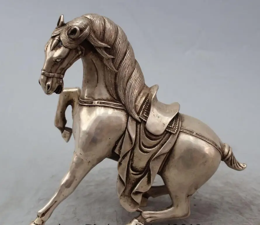9&quot Chinese Silver Fengshui Zodiac Year Horse Dragon Running Successful Statue | Дом и сад