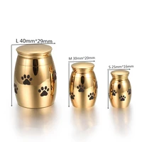 iju012 stainless steel mini cremation urn for ashes pet dog paw print keepsake funeral urns for dog cat