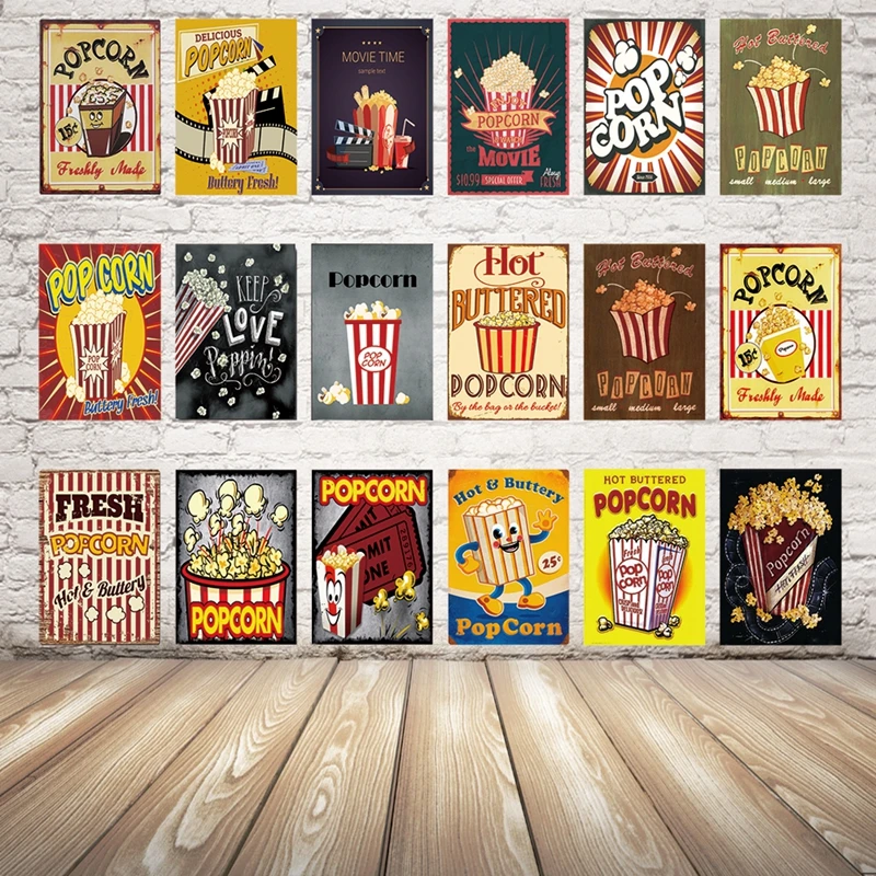 

[ Kelly66 ] Fresh Popcorn Buttery Metal Sign Tin Poster Home Decor Bar Wall Art Painting 20*30 CM Size y-1922