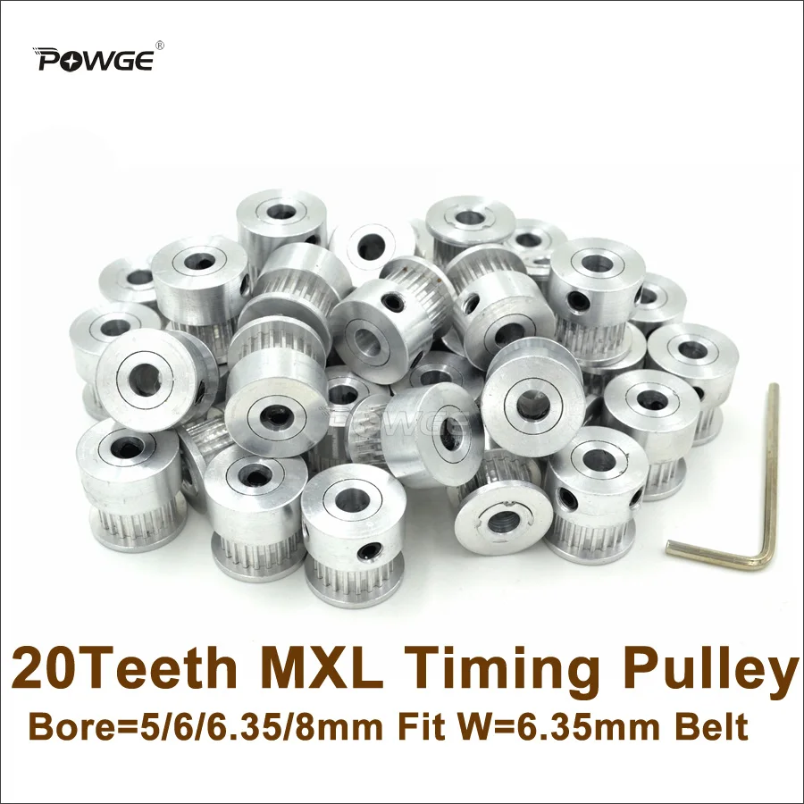 Ременный ролик POWGE MXL 50 шт. 20 Зубцов ремень 5/6/6 мм подходит для W = 6 35 T зубцов шкив 3D