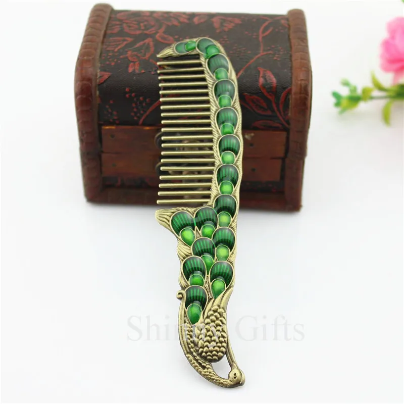 Павлин дизайн косметическое зеркало и расчетёска в комплекте свадебные подарки