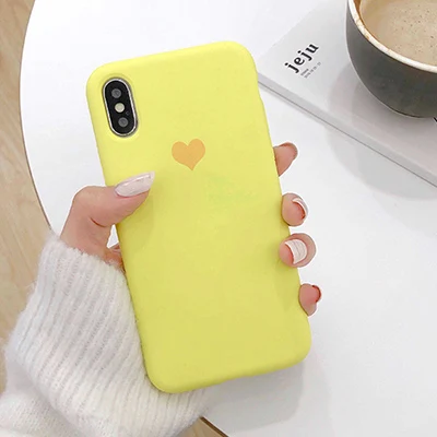 yellow GlamPhone чехол сплошной цвет Macarons Love Heart чехол для телефона для iPhone 6 7 8 Plus X XR XS Max мягкий чехол на заднюю панель телефона чехол s - Цвет: yellow