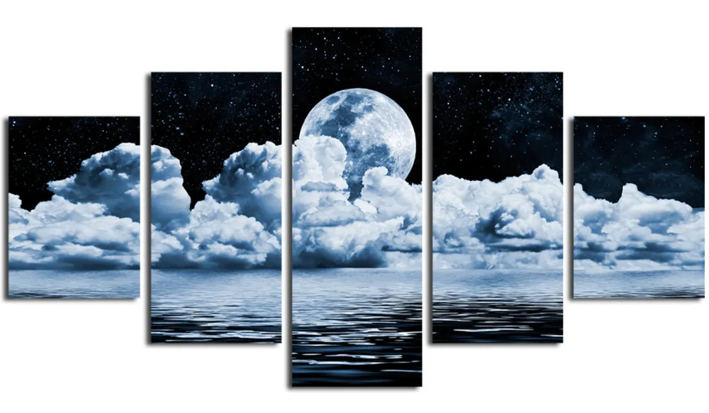 Настенная картина абстрактная Луна 5 панелей|art for walls|canvas wall artwall art |