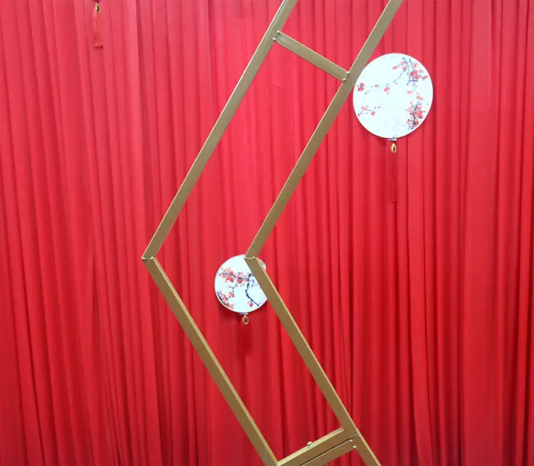 wrought iron Hexagonal arch wedding background birthday party decoration rhombic iron arch frame stage decoration wedding props