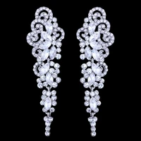 farlena wedding jewelry hollow rattan shape drop earrings with rhinestones for women bridal crystal earrings long