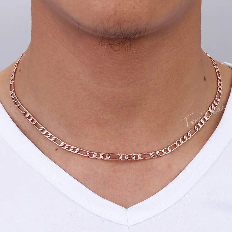 4 5 мм женские мужские Цепочки и ожерелья цепь 585 Rose Gold Filled Figaro Link Модные украшения