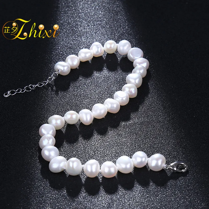 [ZHIXI] жемчужные браслеты на ногу ювелирные изделия настоящее барокко натуральные