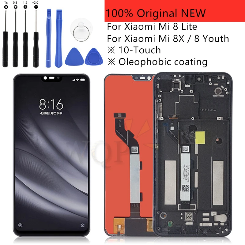 Оригинальный ЖК дисплей и рамка для Xiaomi Mi 8 Lite/ 8X 10 точечный сенсорный экран