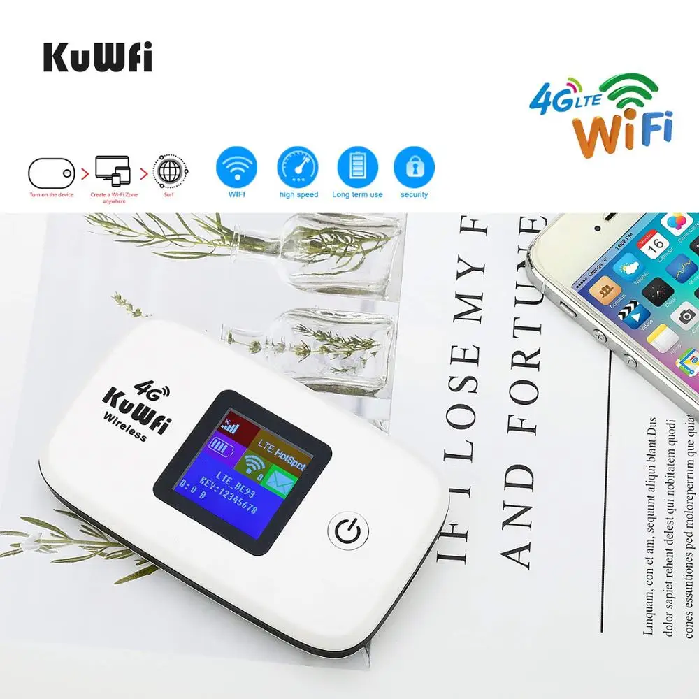 KuWFi 4G маршрутизатор 150 Мбит/с беспроводной Wi-Fi 3G/4G маршрутизаторы LTE разблокированная глобальная sim-карта TDD/FDD маршрутизатор с sim-картой и слотом для карт TF
