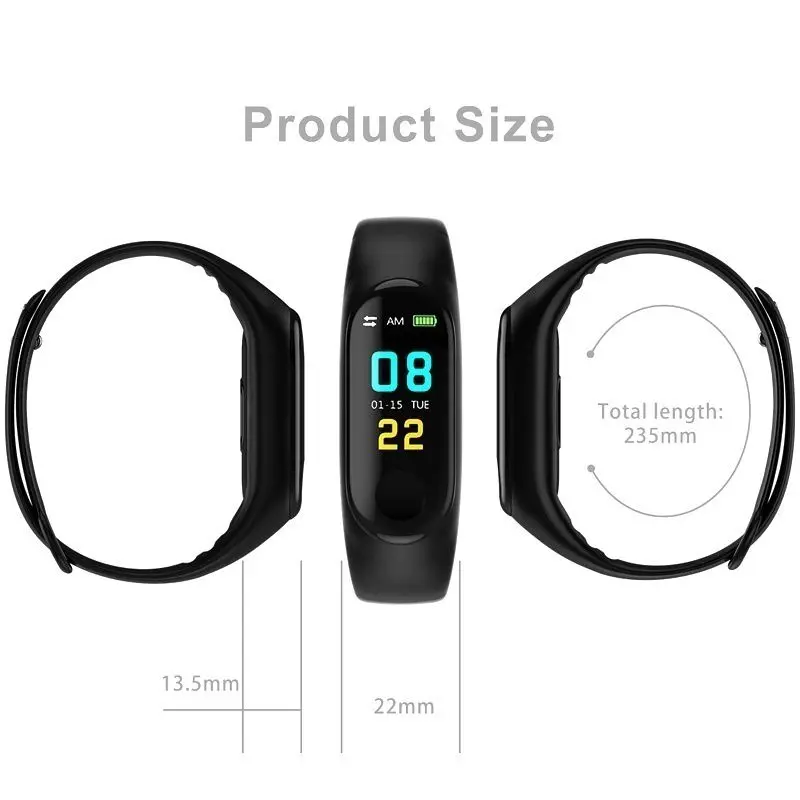 Водонепроницаемые Bluetooth Смарт часы браслет цветной экран фитнес трекер монитор