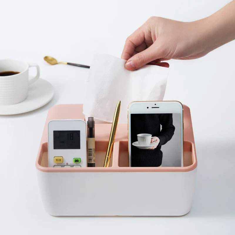 

Multifunctional Paper Towel Box Plastic Creative Desktop Remote Controller Tissue Paper Sundries Storage Box Home Decoration