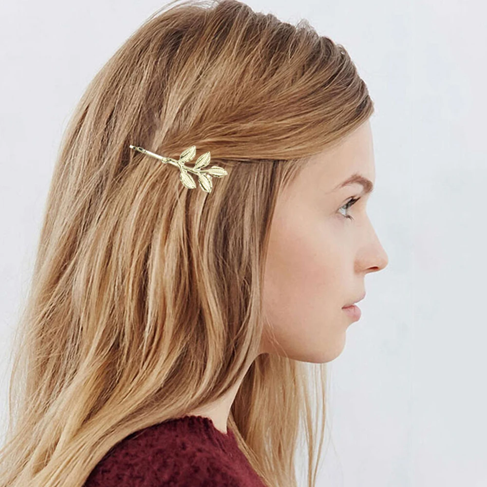 1 шт. модная винтажная металлическая форма листа заколки для волос женские