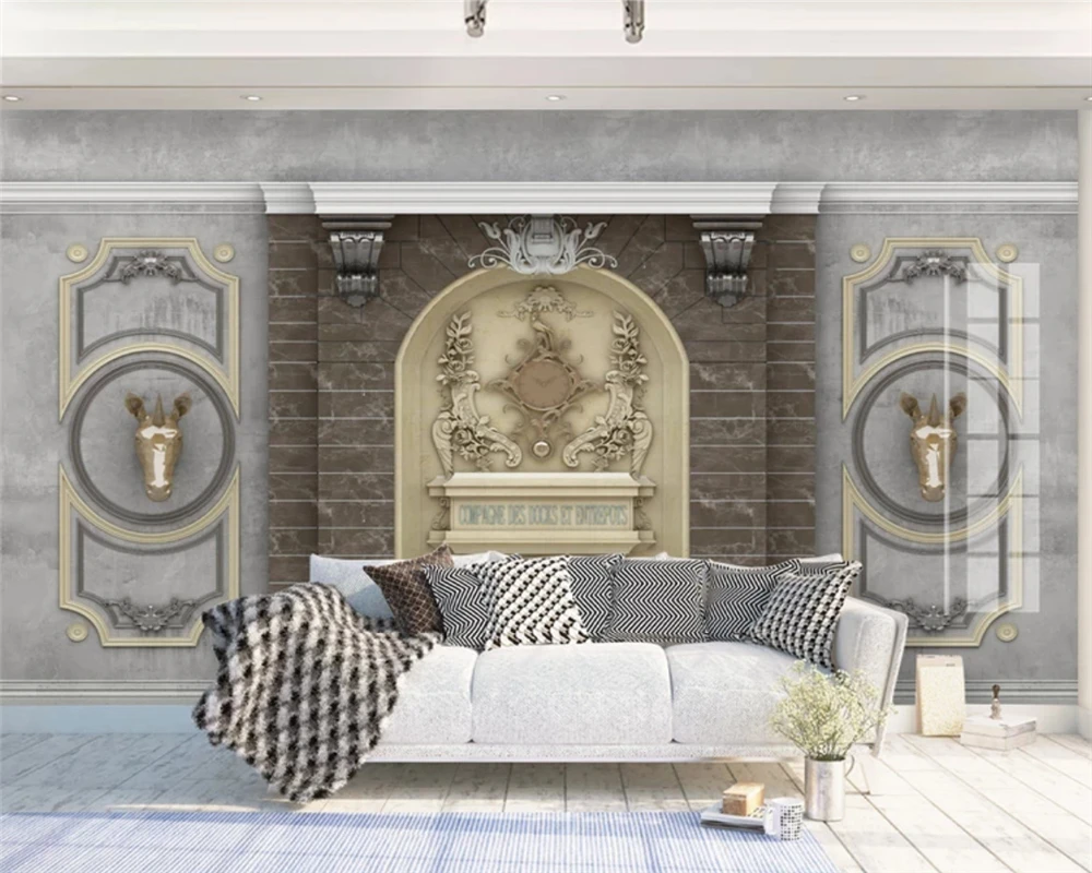 beibehang Customized retro embossed French carved simple European TV background papel de parede wallpaper papier peint behang |