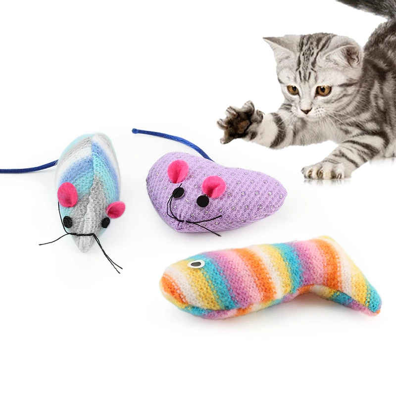 3 шт./лот красочная мышь игрушки для кошек мыши сердце игра с плюшевой игрушкой
