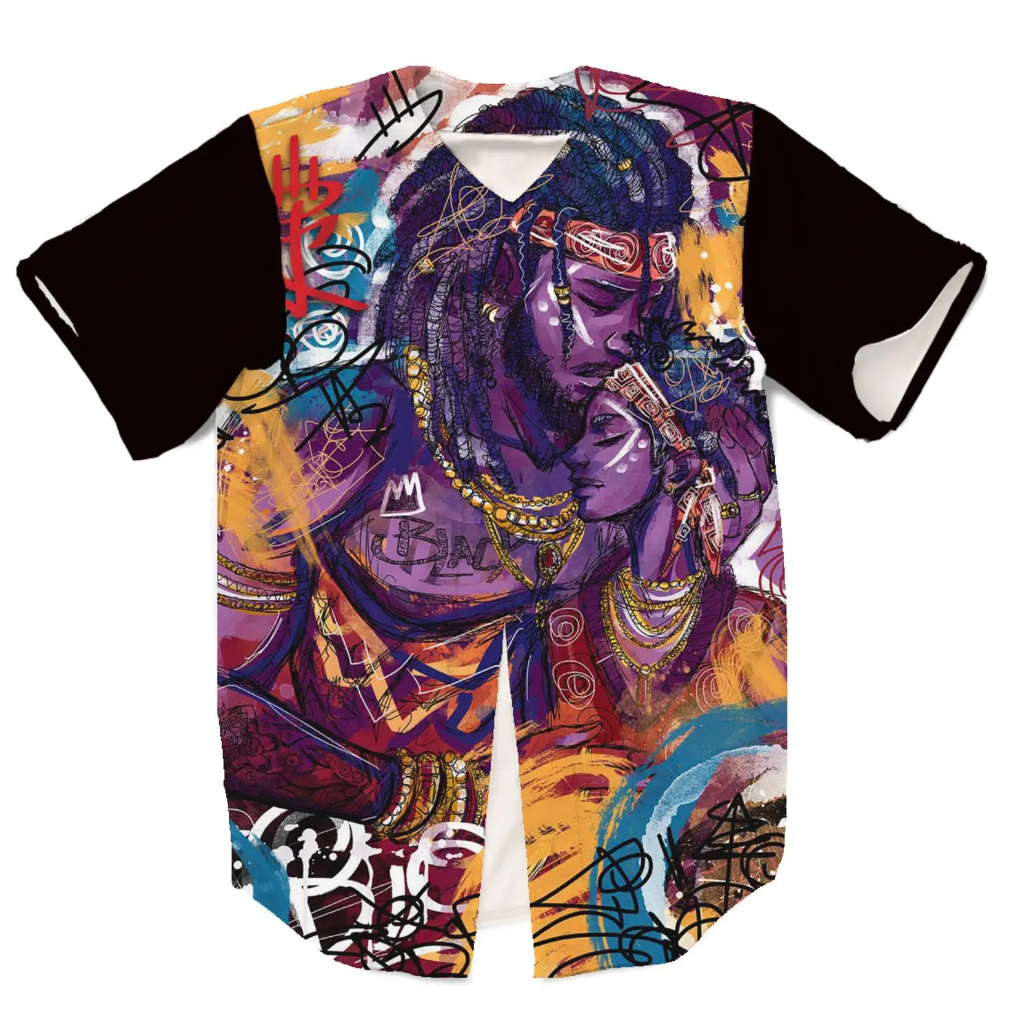 

Real American Size Two suns 3D Sublimation Print Custom made Button up Jersey plus size