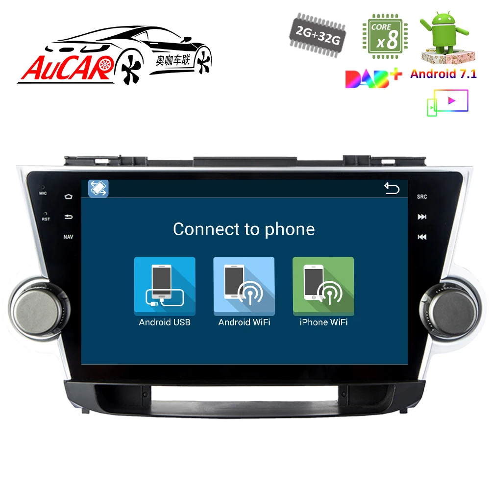 Android 8 1 10 &quotGPS навигационная система для Toyota Highlander 2008-2014 автомобильный DVD плеер AUX