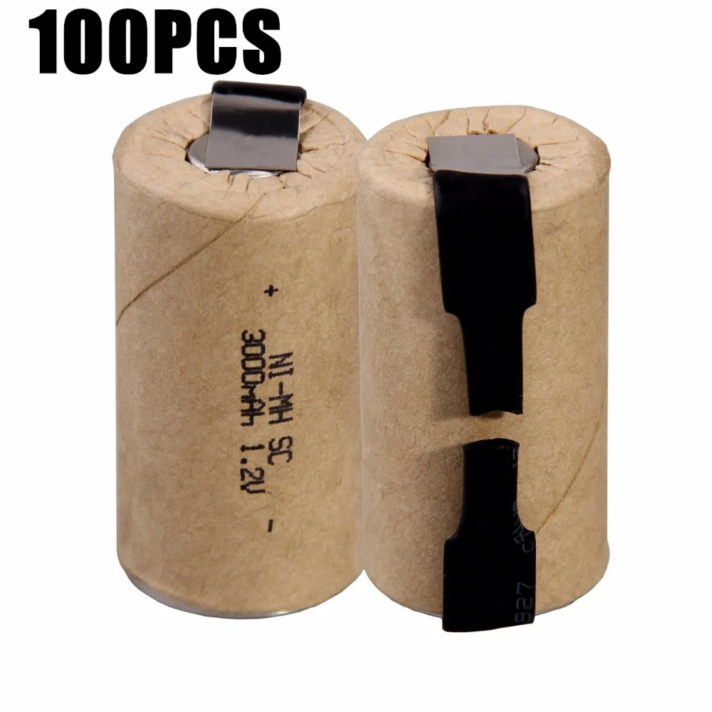 100 шт. SC 3000 мАч 1 2 В аккумулятор NICD аккумуляторные батареи для makita bosch B & D Hitachi metabo